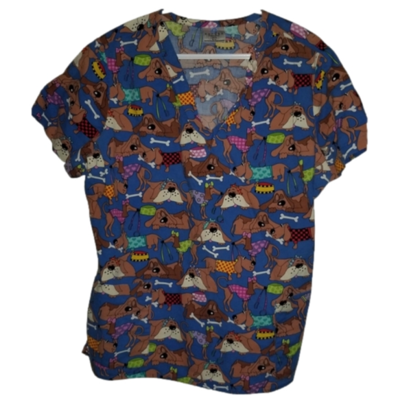 O2Scrubs Other - O2 Scrubs Scrub Top G211 All Over Dog Motif Size L